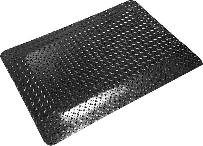 Rhino Mats, American Classic Diamond Anti-Fatigue Mats, Industrial Ergonomic Comfort Standing Mat for Work, Home, Garage, Office, Kitchen or Anywhere (Black 9/16" Thick, 4 FT. x 25 FT.)