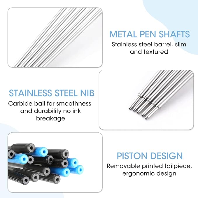 0.7 mm Ballpoint Ink Twist Pen Refills, 15 Pcs Medium Point Metal Smooth Writing Replaceable Ink Refill, Stationery Compatible for Cross Ballpoint Replacement (4.6in M) (Black+Blue, 15)