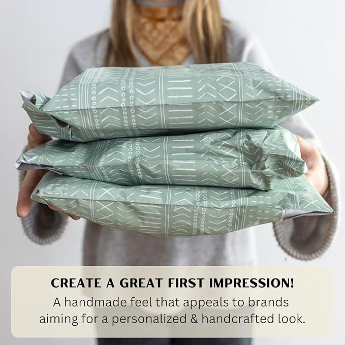 Poly Mailers 10x13 Inch 100 Pack Medium Shipping Bags Strong Thick Mailing Envelopes | Self Sealing Adhesive | Waterproof & Tear Resistant | Small Business Packaging for Clothing - Boho Sage Green