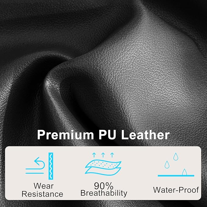 Home Office Chair, Executive Comeputer Desk Chair Ergonomic Office Chair with Adjustable Lumbar Support, Tilt Lock, PU Leather, Swivel Rolling Chair for Gaming Adult Working Study-Black