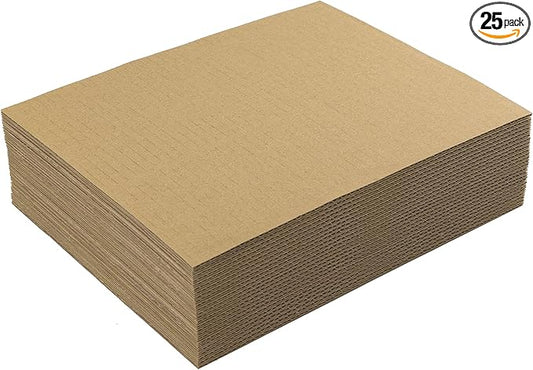 Mat Board Center, 25 pack 11x14 Brown Cardboard sheet, 1/8 inch thick, Flat Corrugated Cardboard Inserts for Packing, Shipping, Mailing, Cardboard Backing, Art Craft Card Board