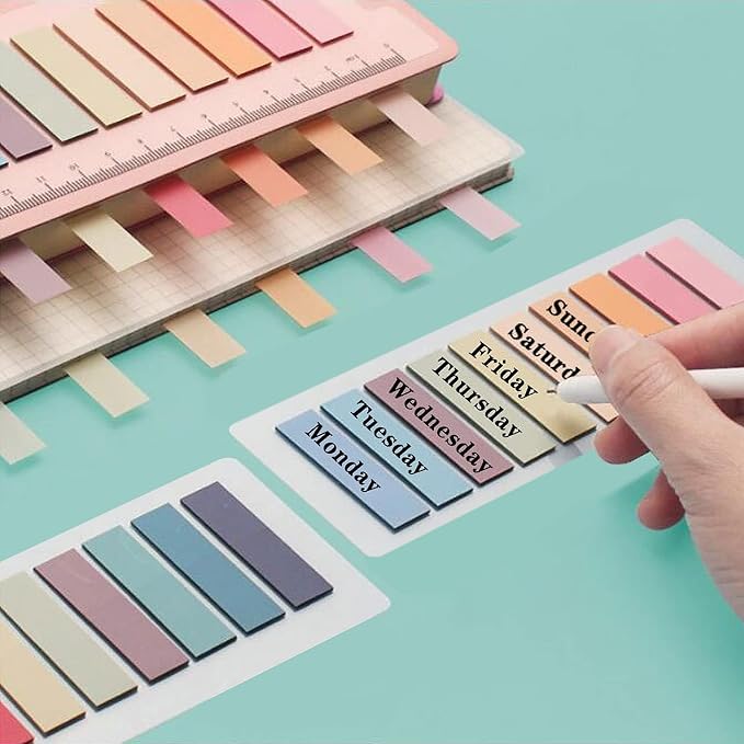 ELII 3600pcs Books Tabs for Annotating Page Markers Morandi Sticky Index Tabs,Transparent Sticky Notes Tabs Label Stickers Index Tabs for Reading Notes, Classify File