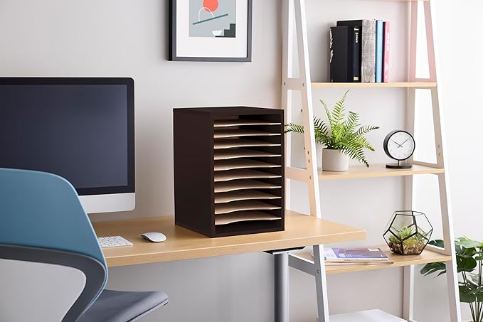Safco Products Vertical Desktop Sorter, 11 Compartment, Black