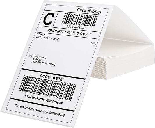 L LIKED 200 Fanfold 4" x 6" Direct Thermal Labels, with Perforated line for Thermal Printers - Compatible with Zebra & Rollo Printer