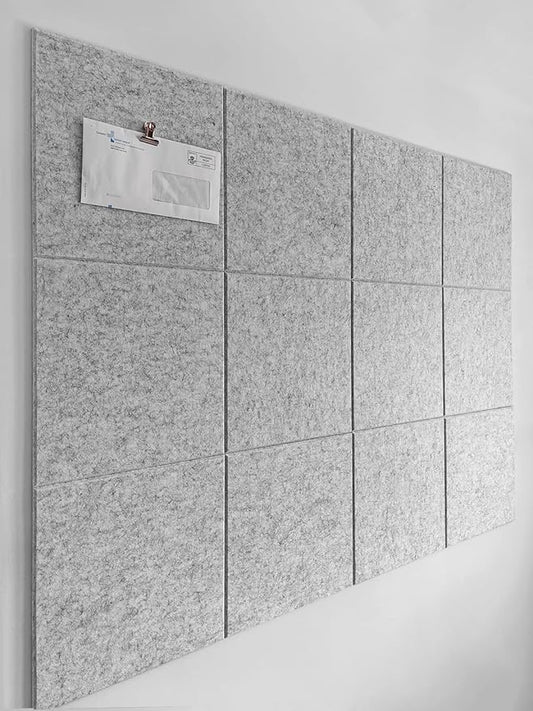 Large Cork Board Alternative - 12-Pack Felt Wall Tiles with Safe Removable Adhesive Tabs, Cork Wall Tiles Bulletin Board Home Office Essentials - Marble