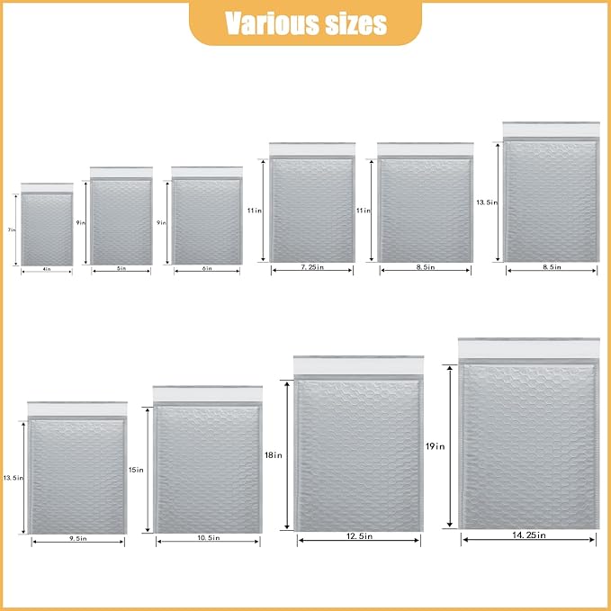 8.5in x 11in Bubble Mailer, Gray Poly Mailer, Padded Envelope, Shipping Envelope, Waterproof, Self-Sealing, For Small Business, Shipping, Mailing, Boutique Packaging(25PCS)