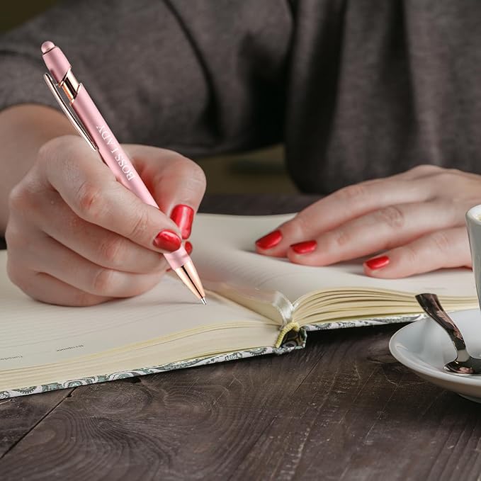 12 Pcs Ballpoint Pens,Fine Point Smooth Writing Pens,Kawaii Pens For Writing Journaling Taking Notes School Office Home. (Rose gold 12Pcs)