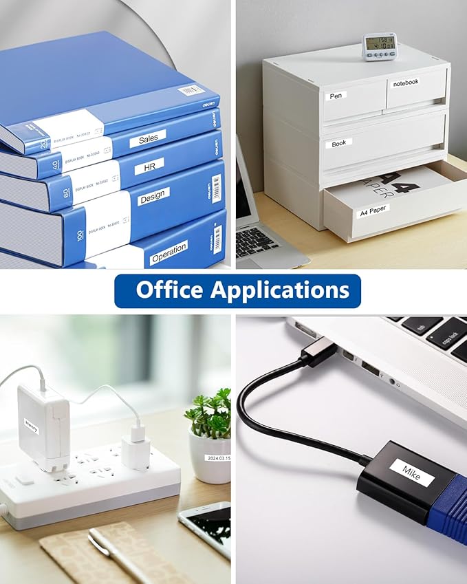 20-Pack Compatible with P Touch PT-D220 Label Maker Tape for TZe 12mm 0.47 Inch Label Tape Laminated White 1/2 Work with P Touch PT-H110 D210 D220 D400 D600, Black on White