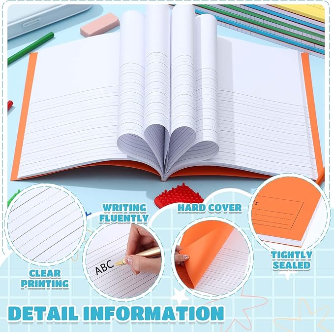 Henoyso 48 Pcs 120 Pages Primary Composition Notebooks K-2 9 3/4 x 7 1/2 Inch Journals Primary Journals Blank Books for Kids to Write Stories Kindergarten (Colorful)