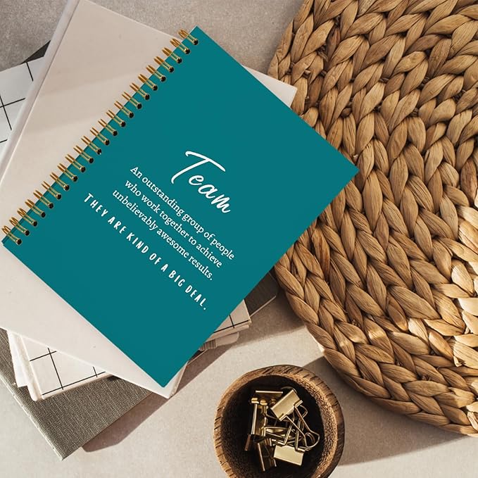 Turquoise Meeting Notebook for Work, Employee Appreciation Gifts, Team Gifts for Employees, Thank You Gifts for Women Men Leader Boss Manager Mentor Coworkers, Journals for Writing, 5.5"x8.3"