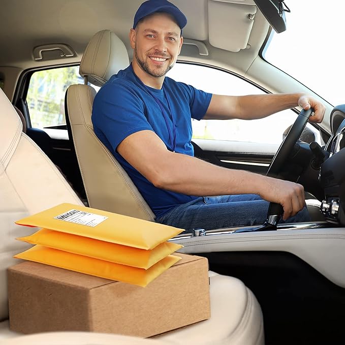 UCGOU Kraft Bubble Mailers 8.5x12 Inch 25 Pack Usable Size 8.5x11 Inch Yellow Padded Envelopes #2 Medium Mailing Packages Self Sealing Tear Resistant Boutique Bulk Shipping Bags for Makeup Supplies