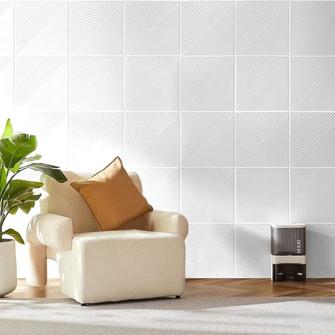 Large Cork Board for Walls 48"x 36", 12 Pack Felt Wall Tiles with Safe Removable Adhesive Tabs, Cork Board for Office,Pinboard Bulletin Board - White