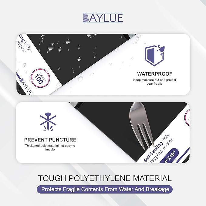 Black Poly Mailers 9x12 Inch | Strong Adhesive Self-Seal mailer Bags | Tamper, Tear, Water Resistant Shipping Envelopes | Thick Strong Material Polymailer Bags Clothing Bag | 1000 Pack Bulk