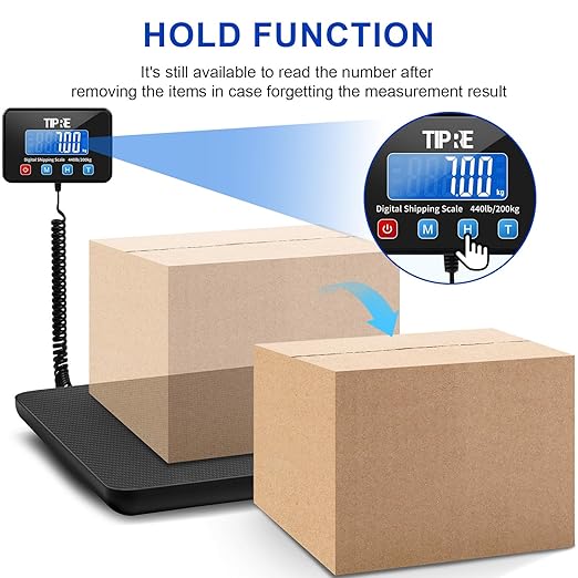Digital Shipping Postal Scale 440lb/0.5oz Accuracy! Lightweight Carbon Fibre Commercial Weight Scale for Package, Small Business, Mail, Warehouse, Home, Luggage, Battery&Charging Cable Included