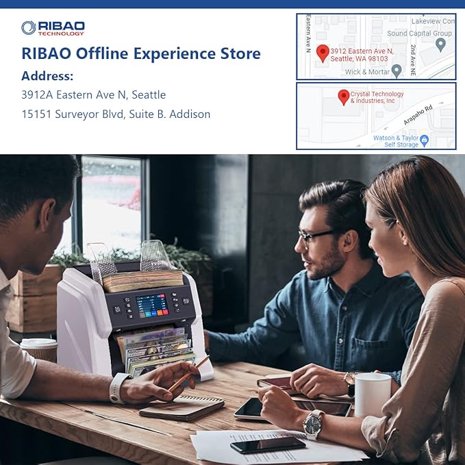 RIBAO BC-55 Premium Bank Grade Money Counter Machine Multi Currency Mixed Denomination Bill Cash Value Counter 2 CIS/UV/MG/MT/IR Serial Number Recording FCC Approved