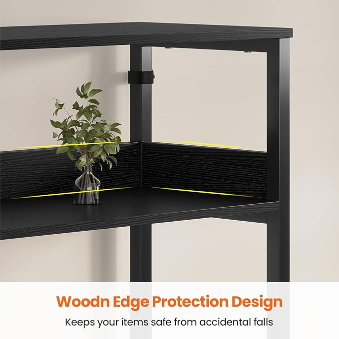 Bookshelf with 8 Fabric Drawers, 7-Tier Bookcase with Baffles Display Shelves, Industrial Large Book Shelf for Living Room Home Office, Black