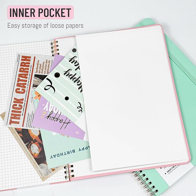 Graph Paper Notebook 8.5" x 11", A4 Blue Grid Notebook Journal Hardcover College Ruled Notebook for Work, 120 Pages 100GSM Large Thick Spiral Writing Journal for Women & Men