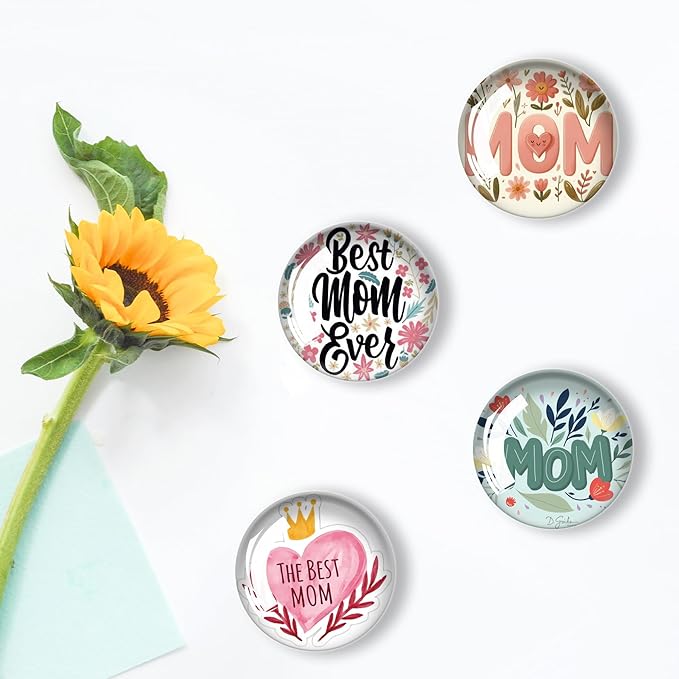 12Pcs Glass Refrigerator Magnet Fridge Sticker,Mothers Day Fridge Magnets Decoration for Crafts,Strong Fridge Magnets for Kitchen, School,Office Whiteboard, Cabinet and Dishwasher