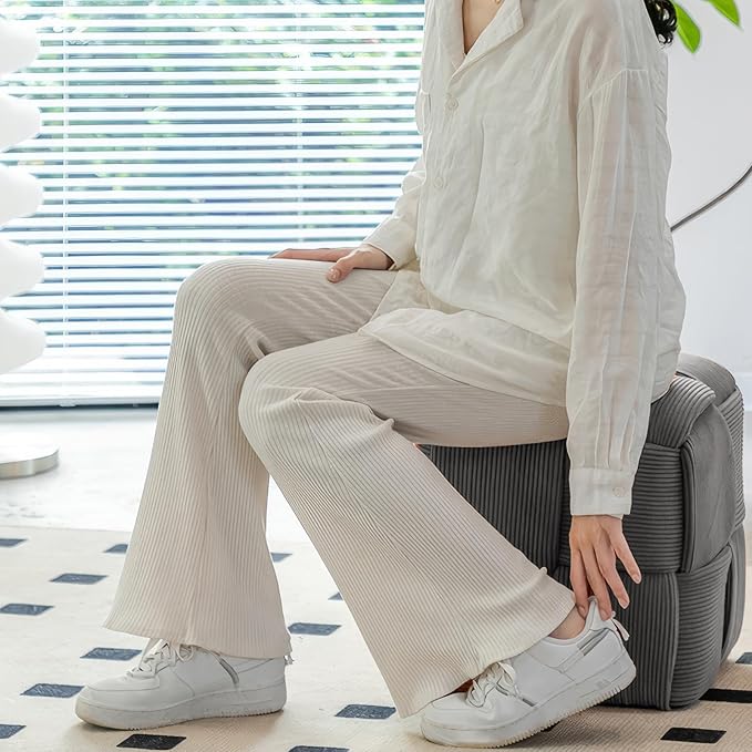 Ottoman Foot Rest Soft and Comfortable Ottoman Square Corduroy Woven Design Sofa Stool (Grey)