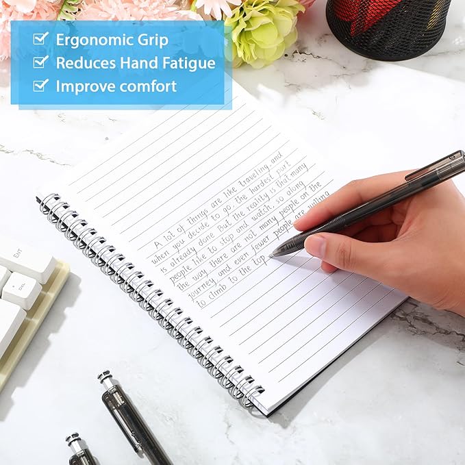 150 Pack Black Ballpoint Pens Bulk 1.0mm Ink Medium Point Retractable Rollerball Pens Smooth Writing Quick Dry No Smudge for Office, School, Journaling Medium Tip Ball Pen Set