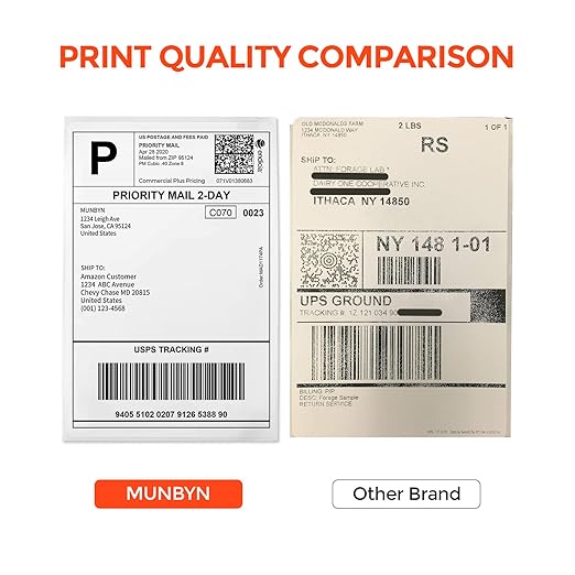 MUNBYN 4"x6" Direct Thermal Shipping Labels, 880 PCs/4 Rolls(220 Pcs per Roll), Perforated Postage Paper Compatible with MUNBYN and Other Printers, Not Compatible with DYMO Printer