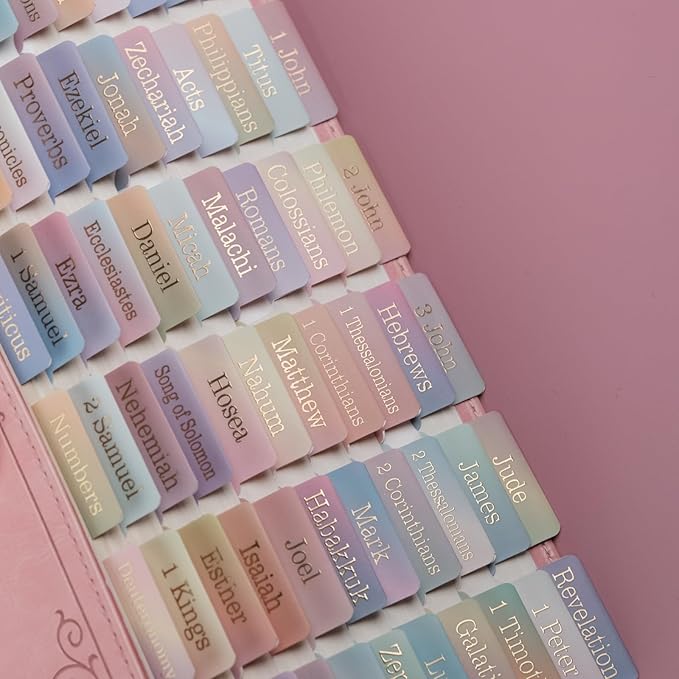 UPAFEXXI-Laminated Bible Tabs with Book Summaries(Gold Foil Embossed Lettering), Bible Tabs for Women and Men, Reposition Large Print Stickers, Easy to Read, 80Chapters Labels for Easy Navigation