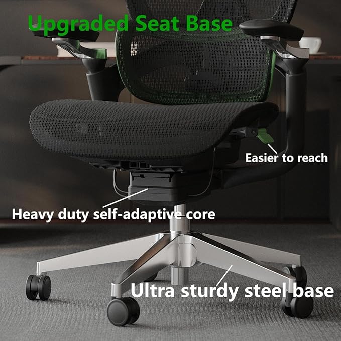 Ergonomic Office Chair, Mesh Home Office Desk Chair with Adaptive Lumbar Support, Gaming Chair with Headrest, 5D Armrest,90-130°Tilt, BIFMA Certified, Model Zen (Green)