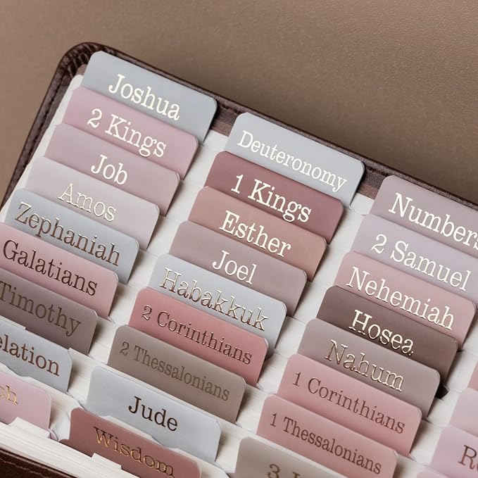UPAFEXXI-Laminated Bible Tabs with Book Summaries(Gold Foil Embossed Lettering), Bible Tabs for Women and Men, Reposition Large Print Stickers, Easy to Read, 80Chapters Labels for Easy Navigation
