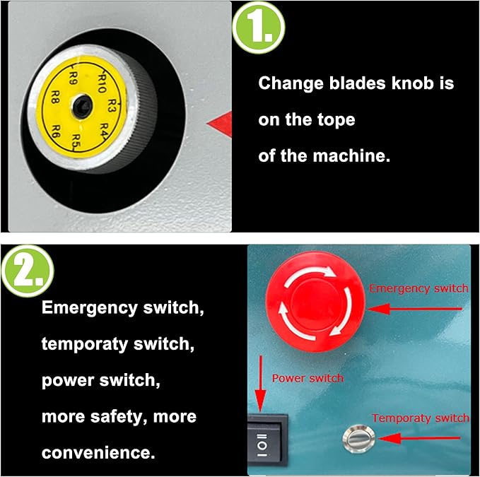 Electric Corner Rounder Desktop Paper Corner Rounding Cutter with Paper Drawer Foot Pedal Switch Semi-Automatic Book Fillet Cutter Machine Cutting Angle R3-R10 7PCS Cutting Dies 110V