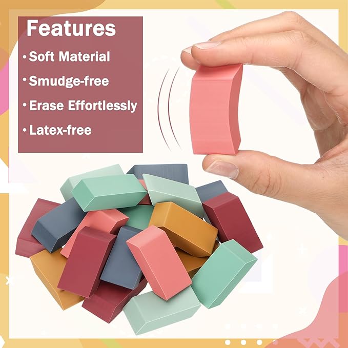 150 Pcs Boho Classroom Decor Erasers Bulk Colorful Pencils Erasers for Students Artists Drawing Writing for School College Classroom Home Office Supplies