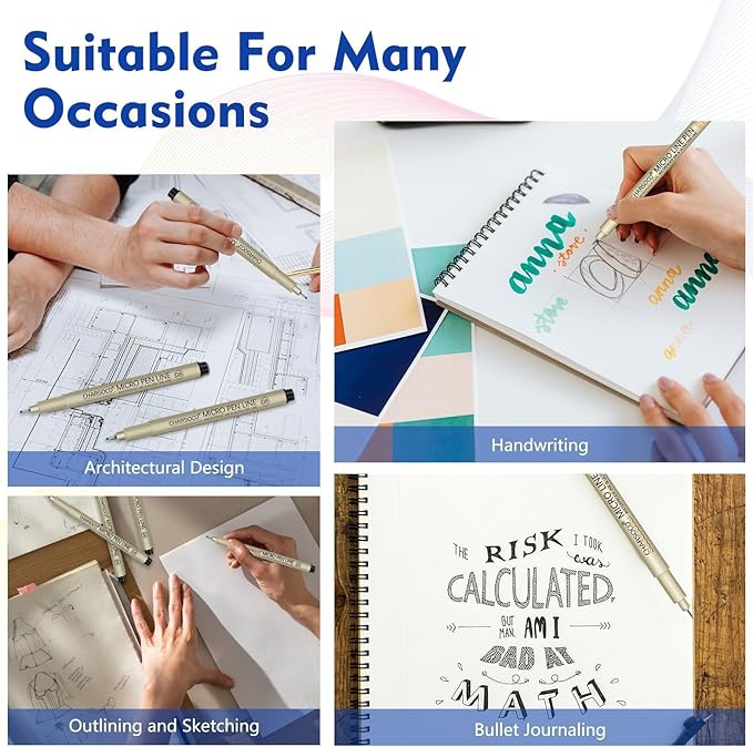 Black Micro Pens, 20 Sizes in 0.15mm - 5mm, Waterproof Archival Ink, Fine Point Pen for Artist Illustration, Sketching, Anime, Manga and Technical Drawing