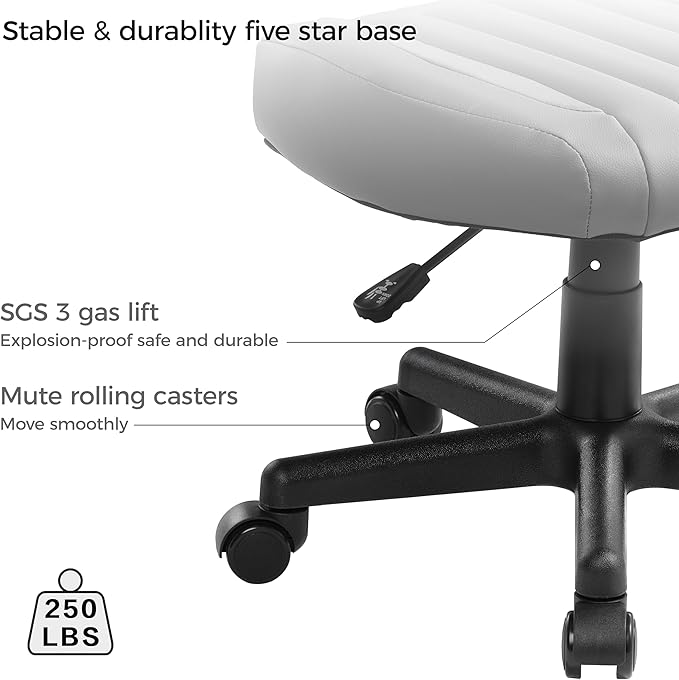 EUREKA ERGONOMIC Height Adjustable Foot Stool,19x18'' Large Seat Under Desk Footrest,Swivel Rolling Chair W Sturdy Wheels,Ottoman Stool Simple Meeting Chair for Home Office,Grey