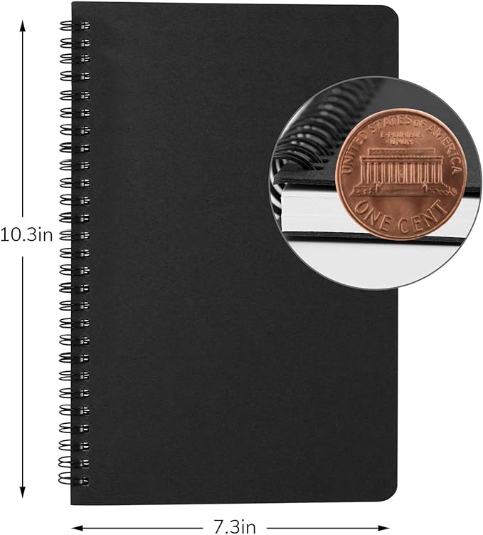 EUSOAR Spiral Lined Notebook, B5 3packs 7.3"x10.2" 120 Pages Black Hardcover Ruled Travel Writing Notebooks Journal, Memo Notepad Sketchbook, Students College Office Business Subject Diary Book
