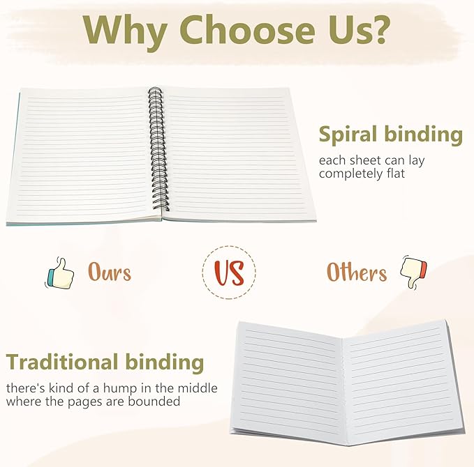 Fuutreo 12 Pcs Spiral Notebook for Work A5 8.3 x 5.7 Inch College Ruled Spiral Journal Notebook Kraft Cover Ruled Paper, 12 Color, 60 Sheets, 120 Pages for Office School (Jewel Color)