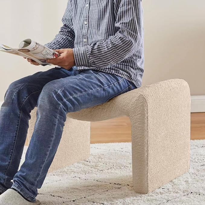 Small Footstool Ottoman, Multi-Functional Modern Foot Stool, Sofa Footrest Extra Seating for Living Room, Entryway, Hallways and Bedrooms, Small, Camel