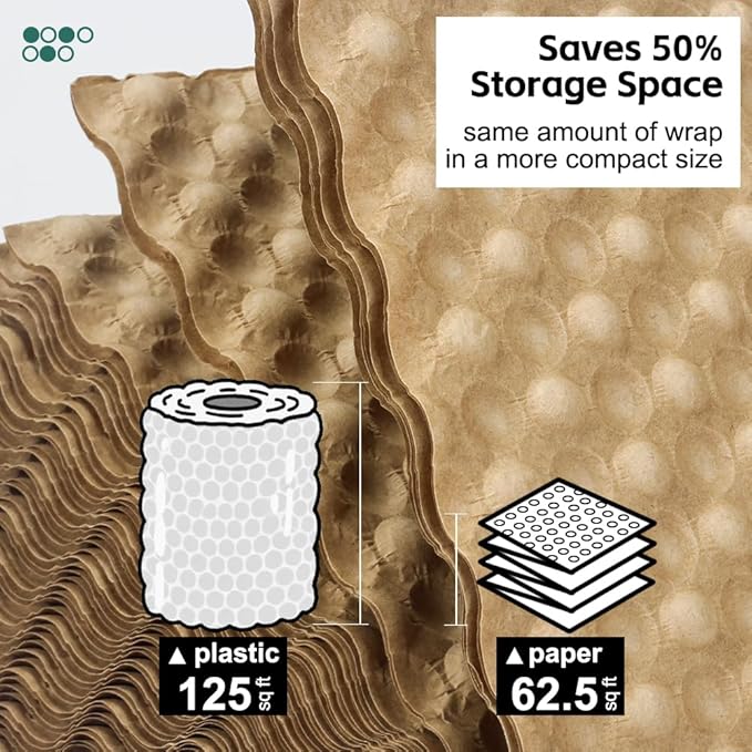 Reusable Bubble Paper - 15" x 100 FT Durable Bubble Wrap for Moving, Eco-Friendly & Washable Shipping Supplies, Biodegradable Packing Paper