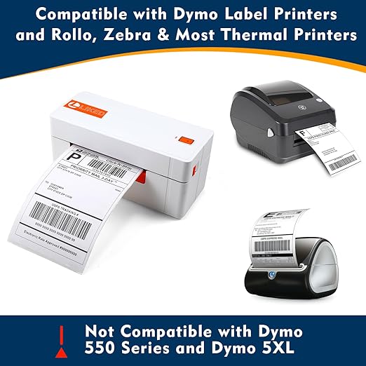 L LIKED 3300 PCS 4"x 6" Direct Thermal Labels White Perforated Shipping Label, Compatible with DYMO 4XL 1744907,Zebra, Rollo, Jadens, Nelko, 220 Labels per Roll, 15 Rolls