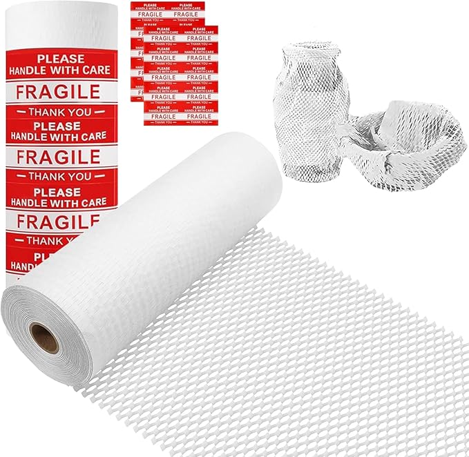 Honeycomb Packing Paper, 12" x 200' Packing Paper Substitute Alternative for Bubble Cushioning Wrap for Moving Shipping Packaging, Recyclable Moving Supplies Bubble Packing Wrap Roll-White