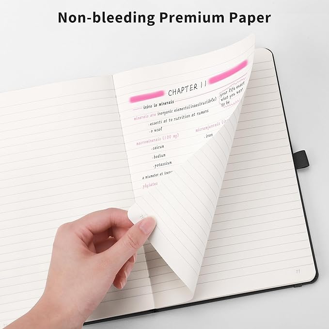 RETTACY Lined Journal Notebook, 192 Numbered Pages, A5 Medium Size (5.7'' x 8.3''), for Men & Women, Journaling, Writing, Work & Office, Leather Hardcover, 100 GSM Thick Paper (Rose Gold)