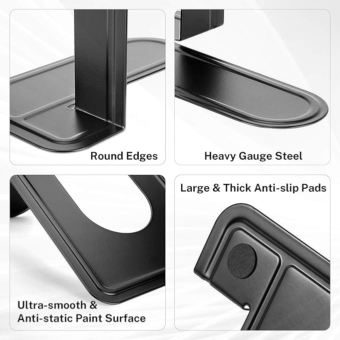 MaxGear Premium Matte Painted Book Ends, Heavy Duty ＆ Sturdy Bookends for Shelves, Office Non-Skid Metal Book End, Book Stopper for Books/CDs/DVDs, 6 x 4.6 x 6 in, Black (2 Pairs/4 Pieces, Large)