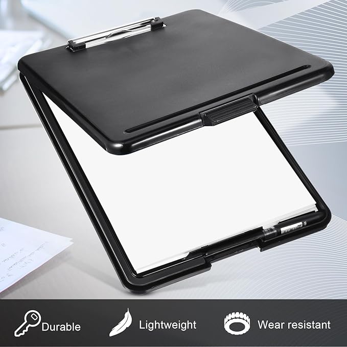 15 Pcs Clipboard with Storage Plastic Nursing Clipboard 9.5 x 13.5 Inch with Low Profile Clip Foldable Clip Board with Storage for Home Office Back to School Supplies