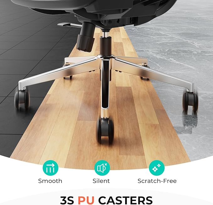 CAPOT Ergonomic Mesh Office Chair, Adjustable Lumbar High Back Desk Chair 400lbs, 4D Flip-up Arms, 3-Level Tilt Backrest, 3D Headrest, PU Wheels, Swivel Rolling Computer Seating for Long Desk Work