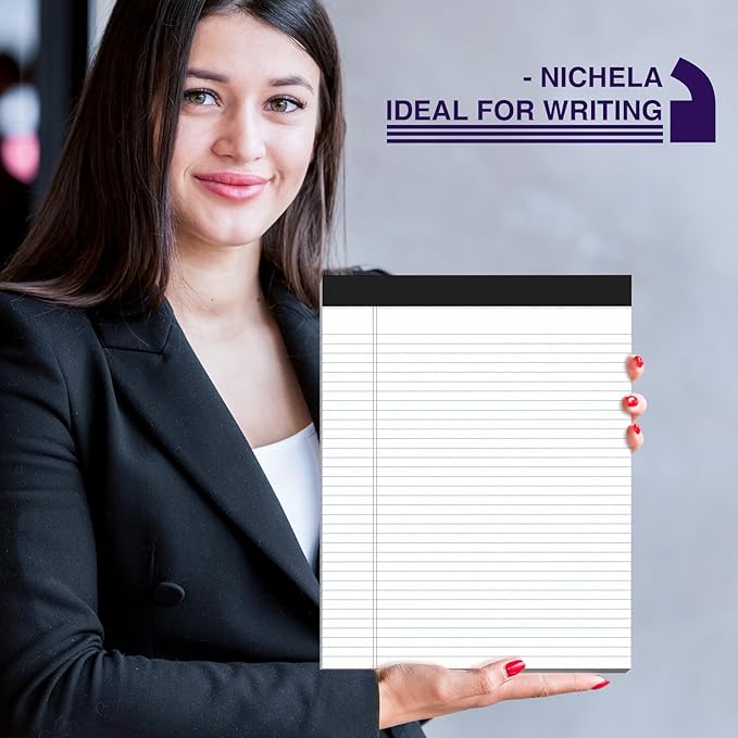 12 Pack Legal Pads 8.5 x 11 College Ruled 600 Sheets Note Pads 8.5 x 11 Inch Notepads Perforated Writing Pads 8.5 x 11 Pads of Paper Lined White Paper, 50 Sheets per Notepad for Home, Office, School
