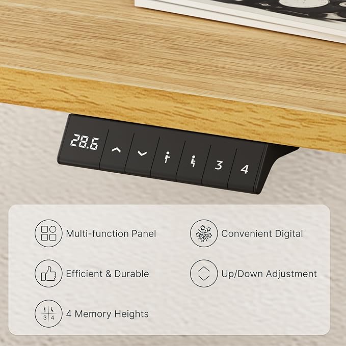 FLEXISPOT EN2 Whole-Piece Standing Desk with Clamp Power Strip, 55 x 28 Electric Stand Up Height Adjustable Desk with Cable Management (White Frame + 55" Maple Top, 2 Packages)