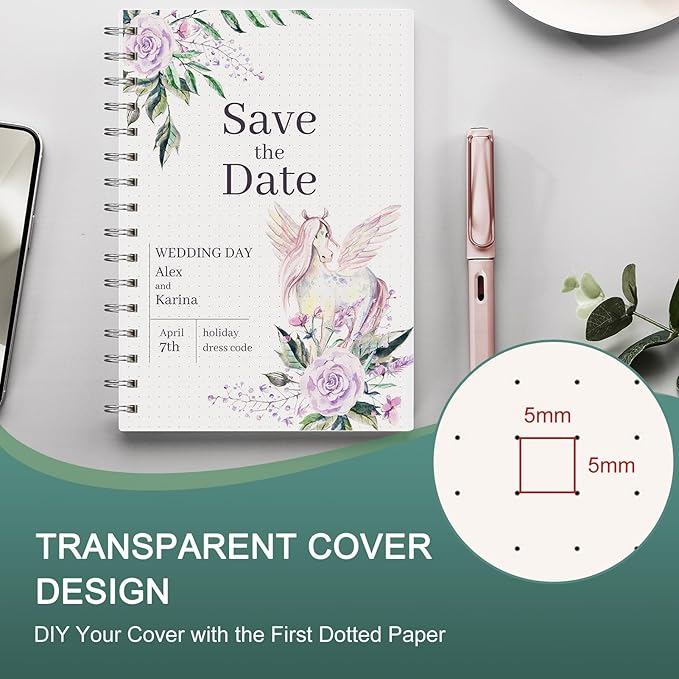 EMSHOI Lined Spiral Journal Notebook, B5 College Ruled Notebook, 300 Pages/150 Sheets, 100gsm Acid-Free Paper, Waterproof Softcover Notebook for School, Work, Note Taking, 7.48" × 10.15" - Transparent