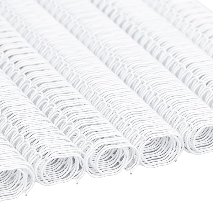 100 Pack Double Loop Wire Binding Spines, YolieraArt Wire Binding Spines, 5/8 Inch Binding Wire for Letter Size (140 Sheet Capacity), 100P, 3:1 Pitch, White)