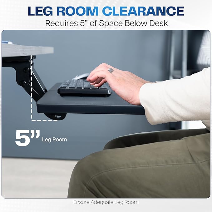 VIVO Adjustable Computer Keyboard and Mouse Platform Tray, 34 x 10 inch Ergonomic Under Table Desk Mount Drawer Underdesk Shelf, Black, MOUNT-KB36B