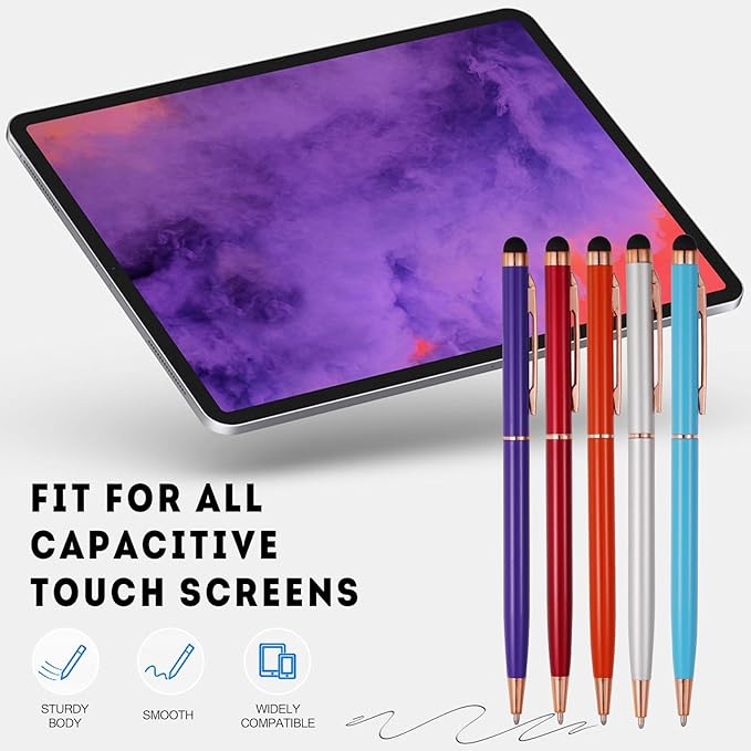 15 Pack Stylus Pens for Touch Screens Stylus Pen Compatible with Phone Tablets Kindle and Black Ink Ballpoint Pens-2 in 1 Stylists Pens (8005 Rose Gold B)