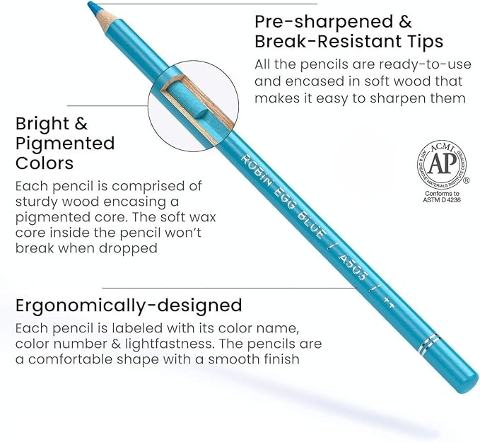 ARTEZA Colored Pencils, 72 Wax-Based Color Pencils, Vibrant Coloring Pencils in Tin Box for Adults, Professional Art Supplies