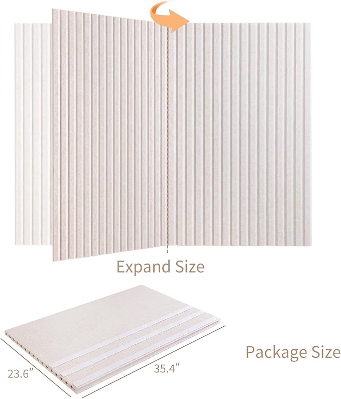 Large Bulletin Board, 48 x 36 inches Felt Board Decorative Pin Board, 4' x 3' Cork Board Alternative for Wall, Foldable Photo Board with 20 Pushpins - Oatmeal Stripes